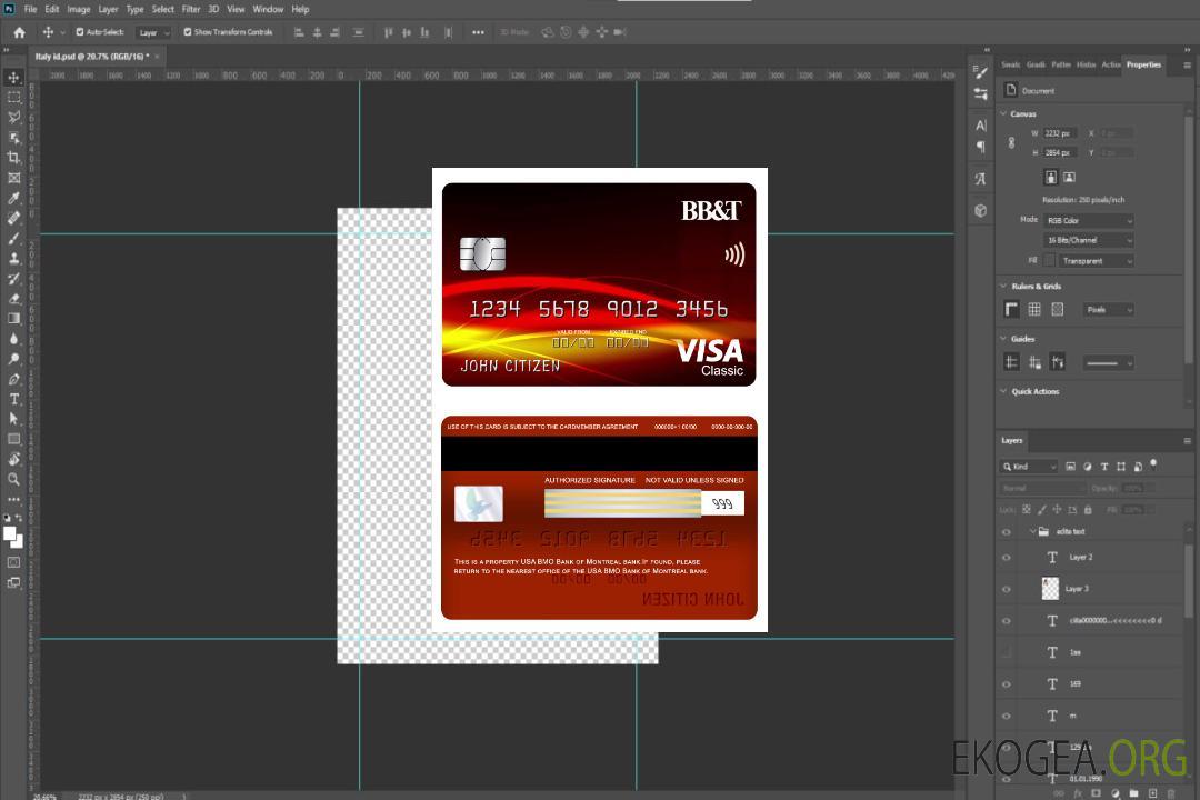 Carte visa classique USA BB&T Corp. template